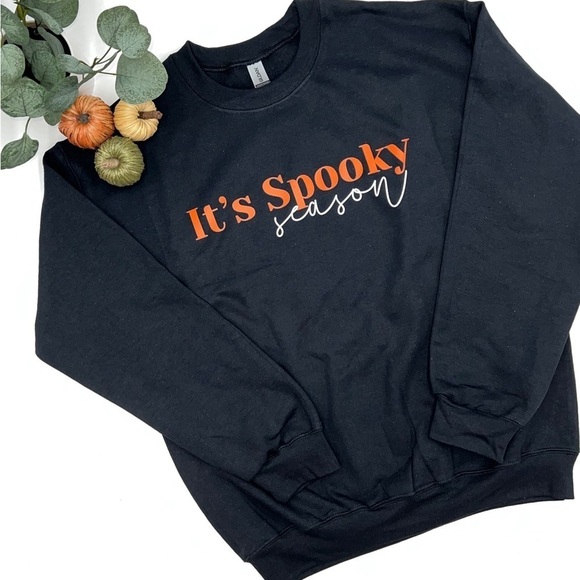 IT’S SPOOKY SEASON Black Crewneck Sweatshirt Halloween Haunted House NEW!! - Picture 3 of 4